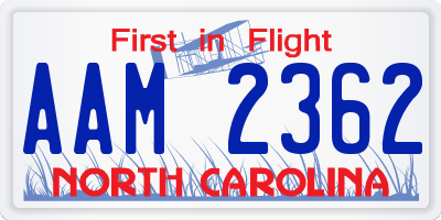 NC license plate AAM2362