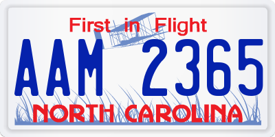 NC license plate AAM2365