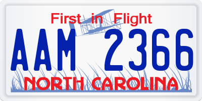NC license plate AAM2366