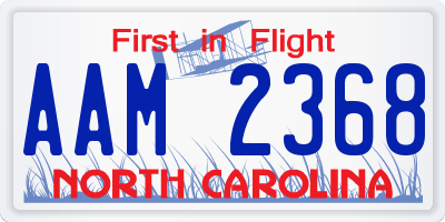 NC license plate AAM2368