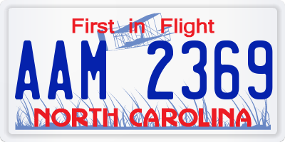 NC license plate AAM2369