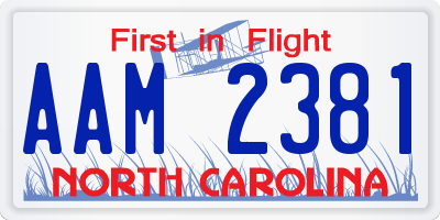 NC license plate AAM2381