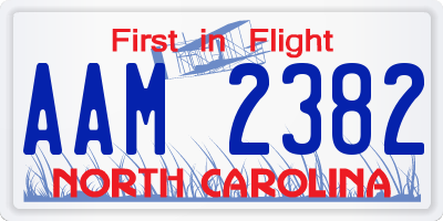 NC license plate AAM2382