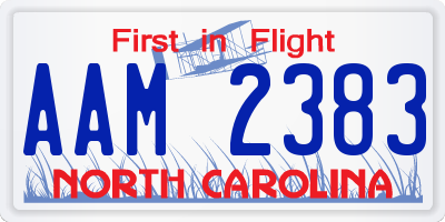 NC license plate AAM2383