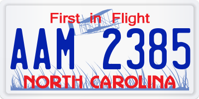 NC license plate AAM2385