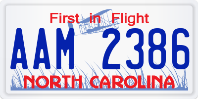 NC license plate AAM2386