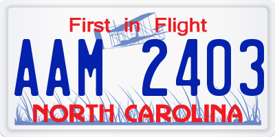 NC license plate AAM2403