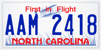 NC license plate AAM2418
