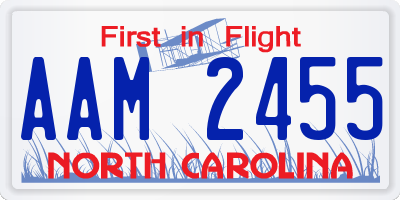 NC license plate AAM2455