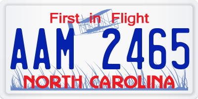 NC license plate AAM2465