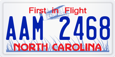 NC license plate AAM2468