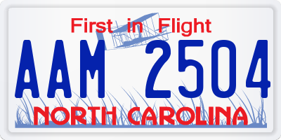 NC license plate AAM2504