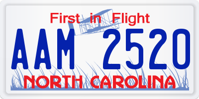 NC license plate AAM2520