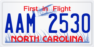 NC license plate AAM2530