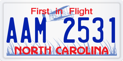 NC license plate AAM2531