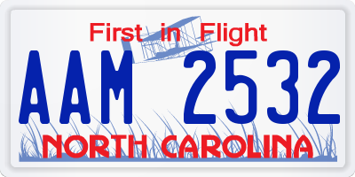 NC license plate AAM2532