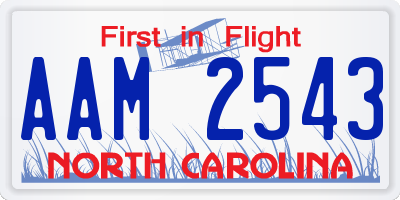 NC license plate AAM2543