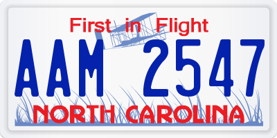 NC license plate AAM2547