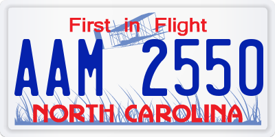 NC license plate AAM2550