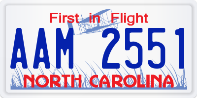 NC license plate AAM2551