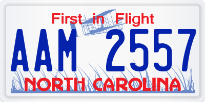 NC license plate AAM2557