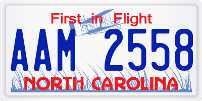 NC license plate AAM2558