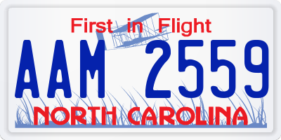 NC license plate AAM2559