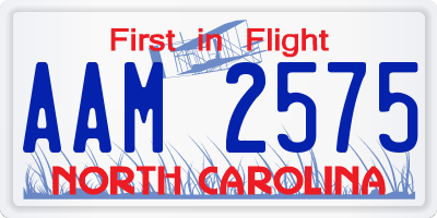 NC license plate AAM2575