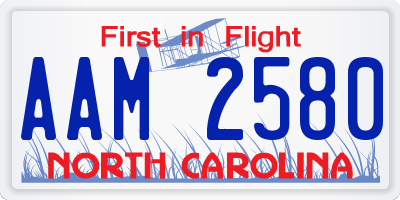 NC license plate AAM2580