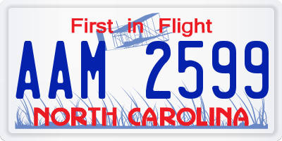 NC license plate AAM2599
