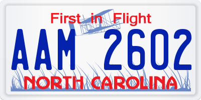 NC license plate AAM2602