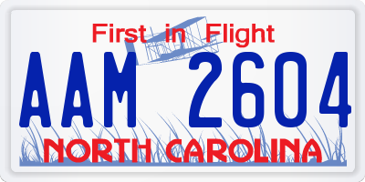 NC license plate AAM2604