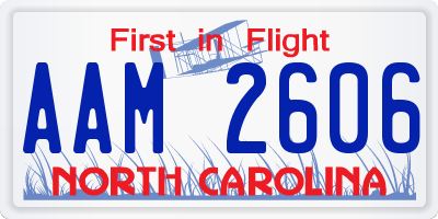 NC license plate AAM2606