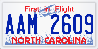 NC license plate AAM2609