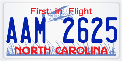 NC license plate AAM2625