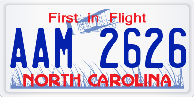 NC license plate AAM2626