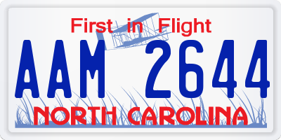 NC license plate AAM2644
