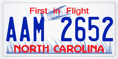 NC license plate AAM2652