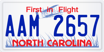 NC license plate AAM2657