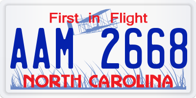 NC license plate AAM2668