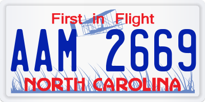 NC license plate AAM2669