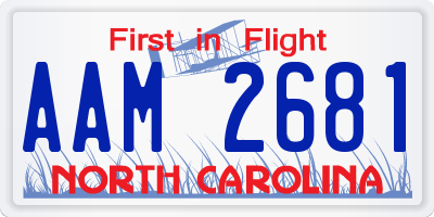 NC license plate AAM2681