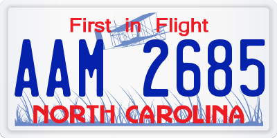 NC license plate AAM2685