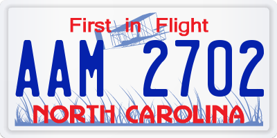 NC license plate AAM2702