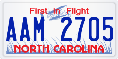 NC license plate AAM2705