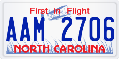 NC license plate AAM2706