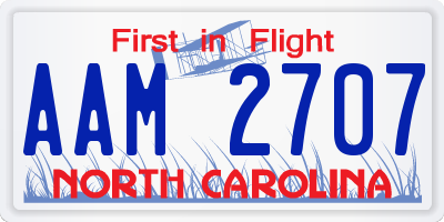 NC license plate AAM2707