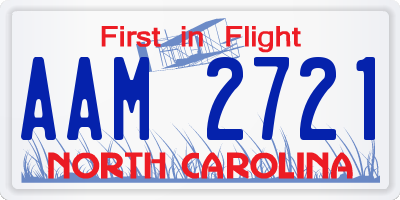 NC license plate AAM2721