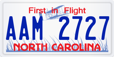 NC license plate AAM2727