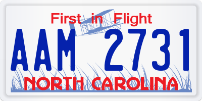 NC license plate AAM2731
